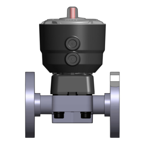 PVC C 2/2-Wege-Membranventil, Ausführung Flansch, PTFE/EPDM